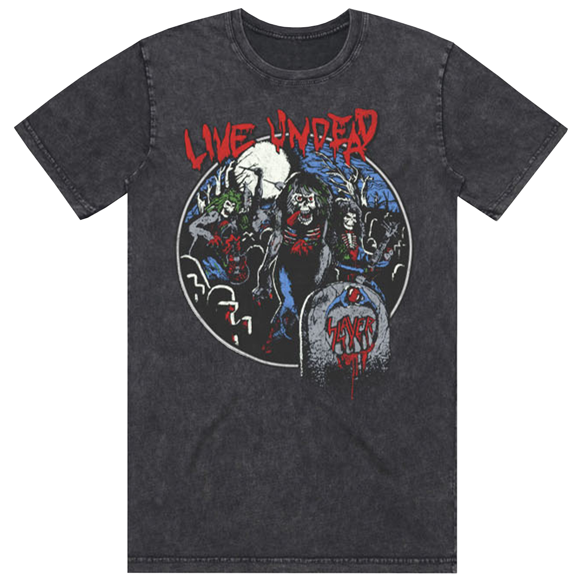 Live Undead 87 Stonewash Retro Tee – Slayer
